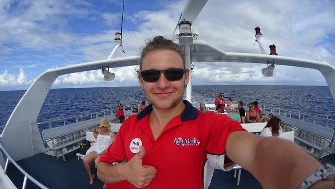 Me on my trial-shift There should be a picture of me here that shows me working as a cruise attendant